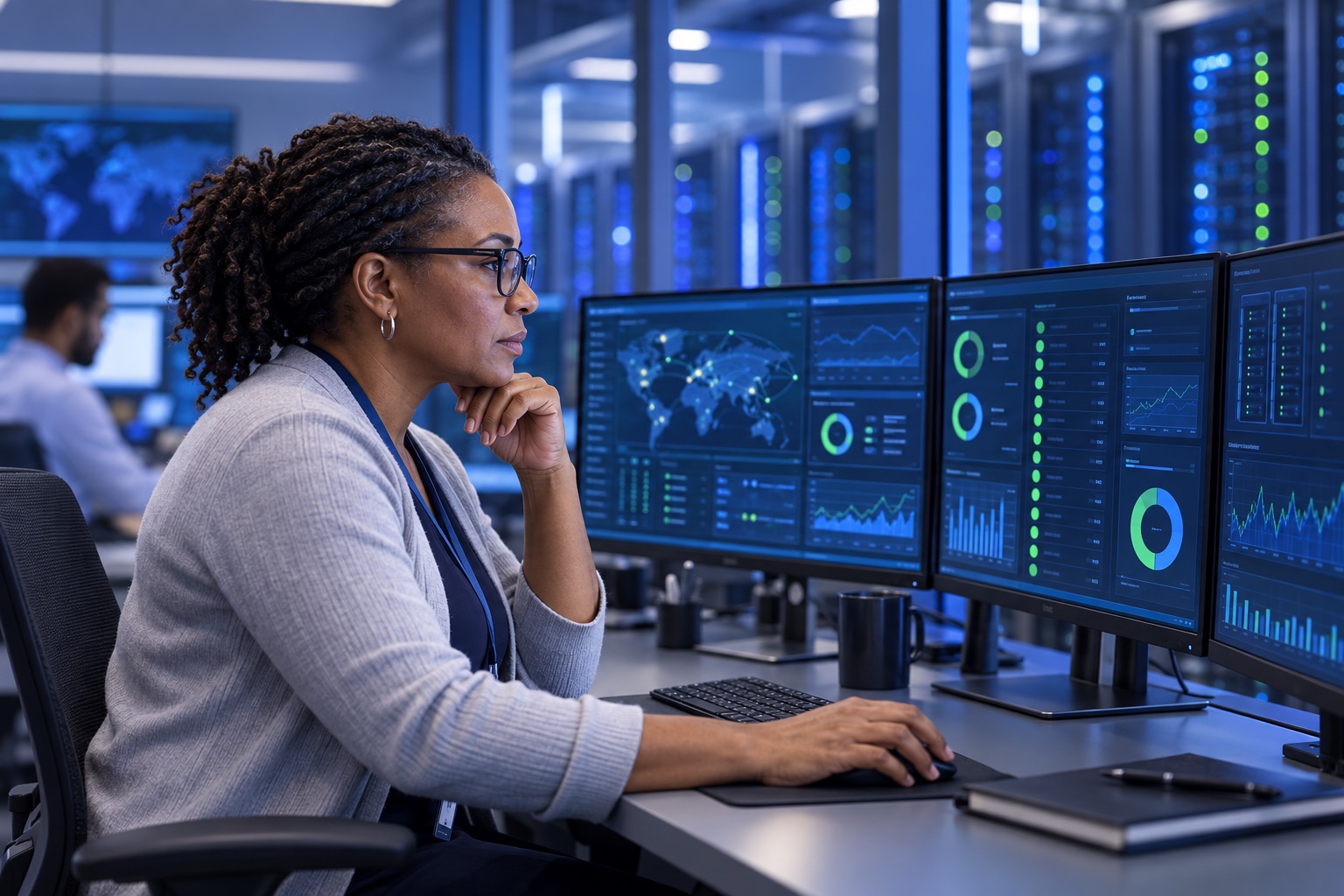 Cloud infrastructure engineer monitoring secure healthcare systems